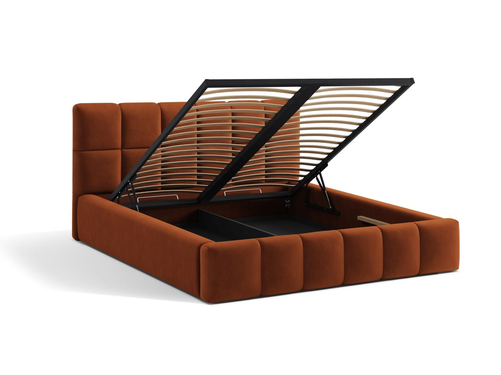 Velvet Storage Bed With Headboard, "Bellis", 200x220x100