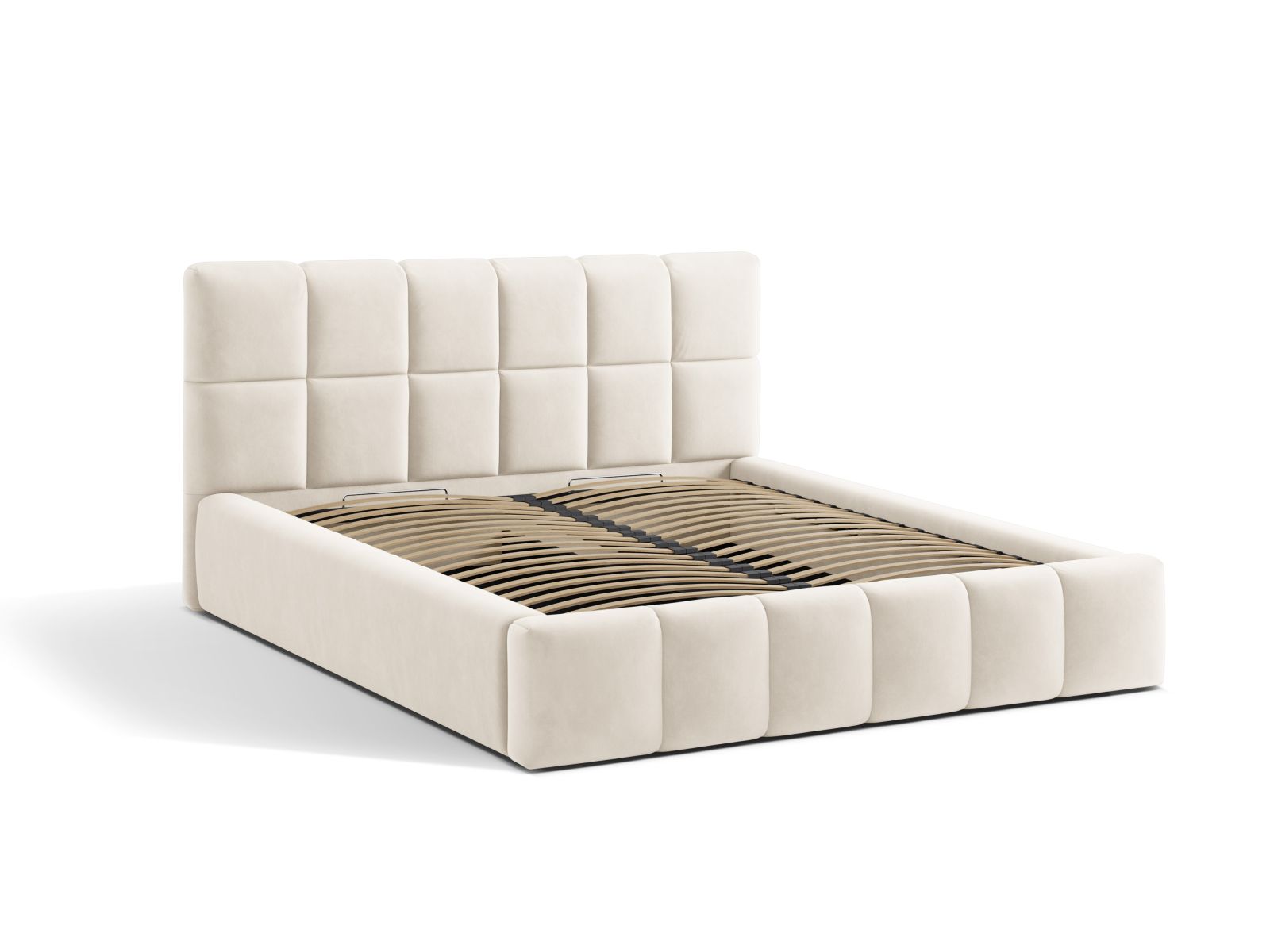 Velvet Storage Bed With Headboard, "Bellis", 220x220x100