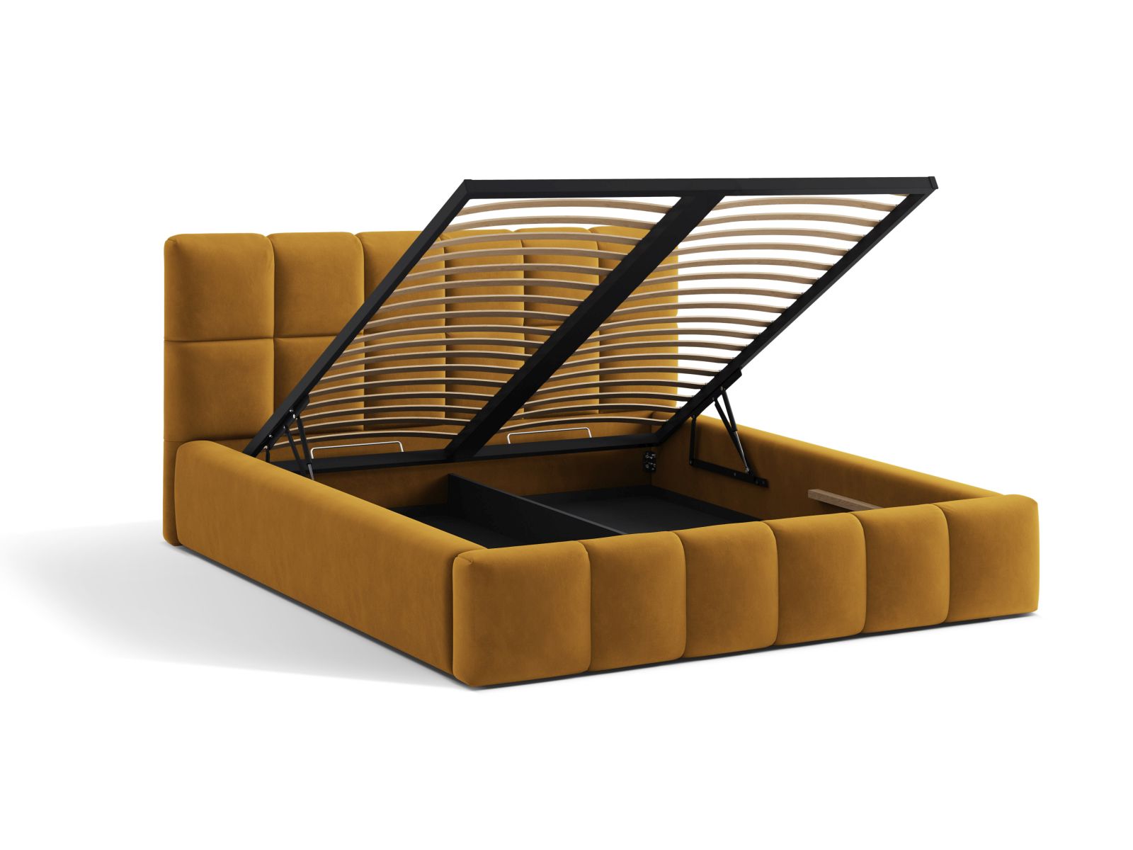 Velvet Storage Bed With Headboard, "Bellis", 220x220x100