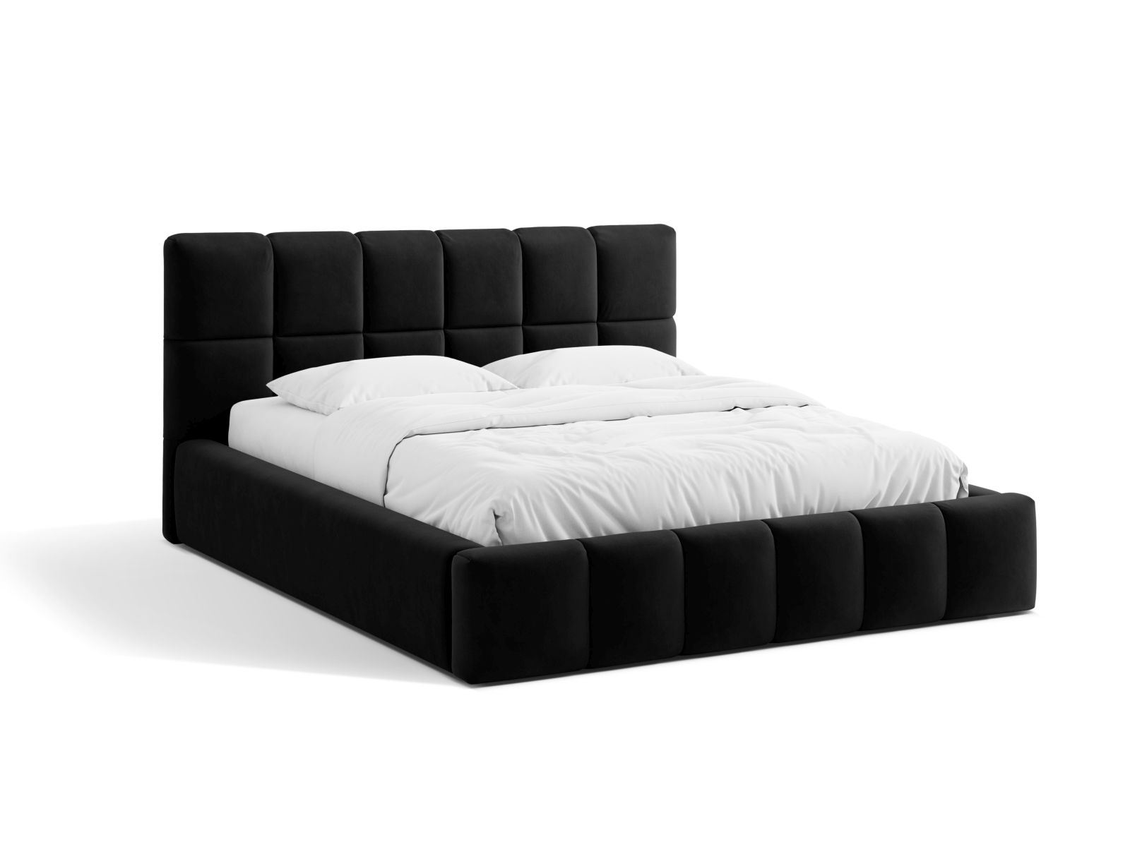 Velvet Storage Bed With Headboard, "Bellis", 220x220x100