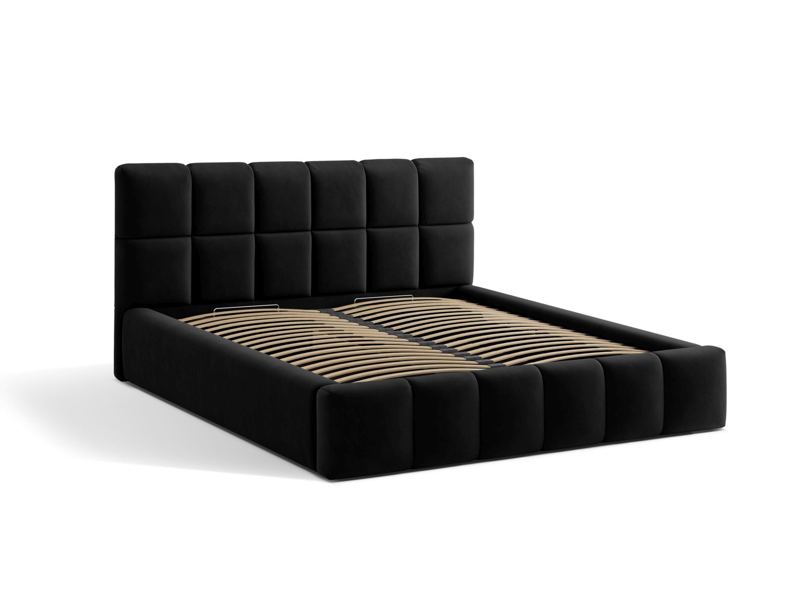Velvet Storage Bed With Headboard, "Bellis", 220x220x100