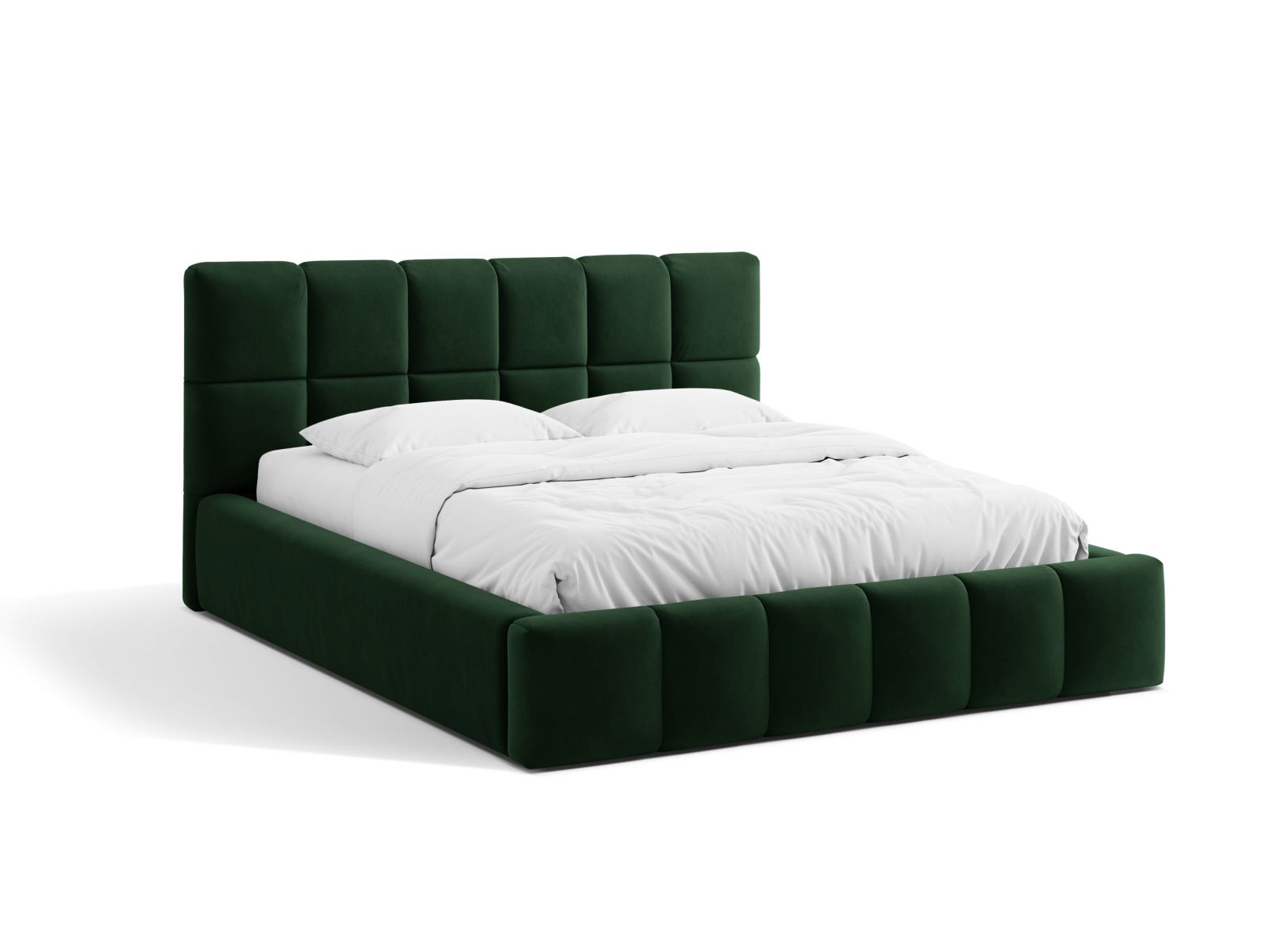 Velvet Storage Bed With Headboard, "Bellis", 220x220x100