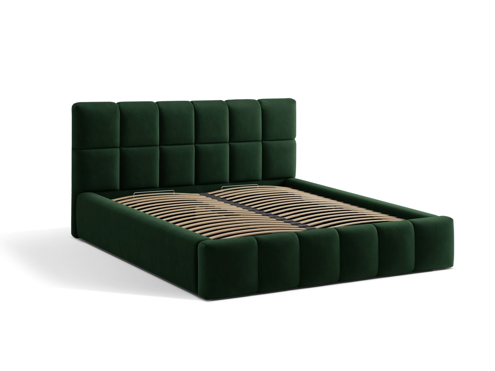 Velvet Storage Bed With Headboard, "Bellis", 220x220x100