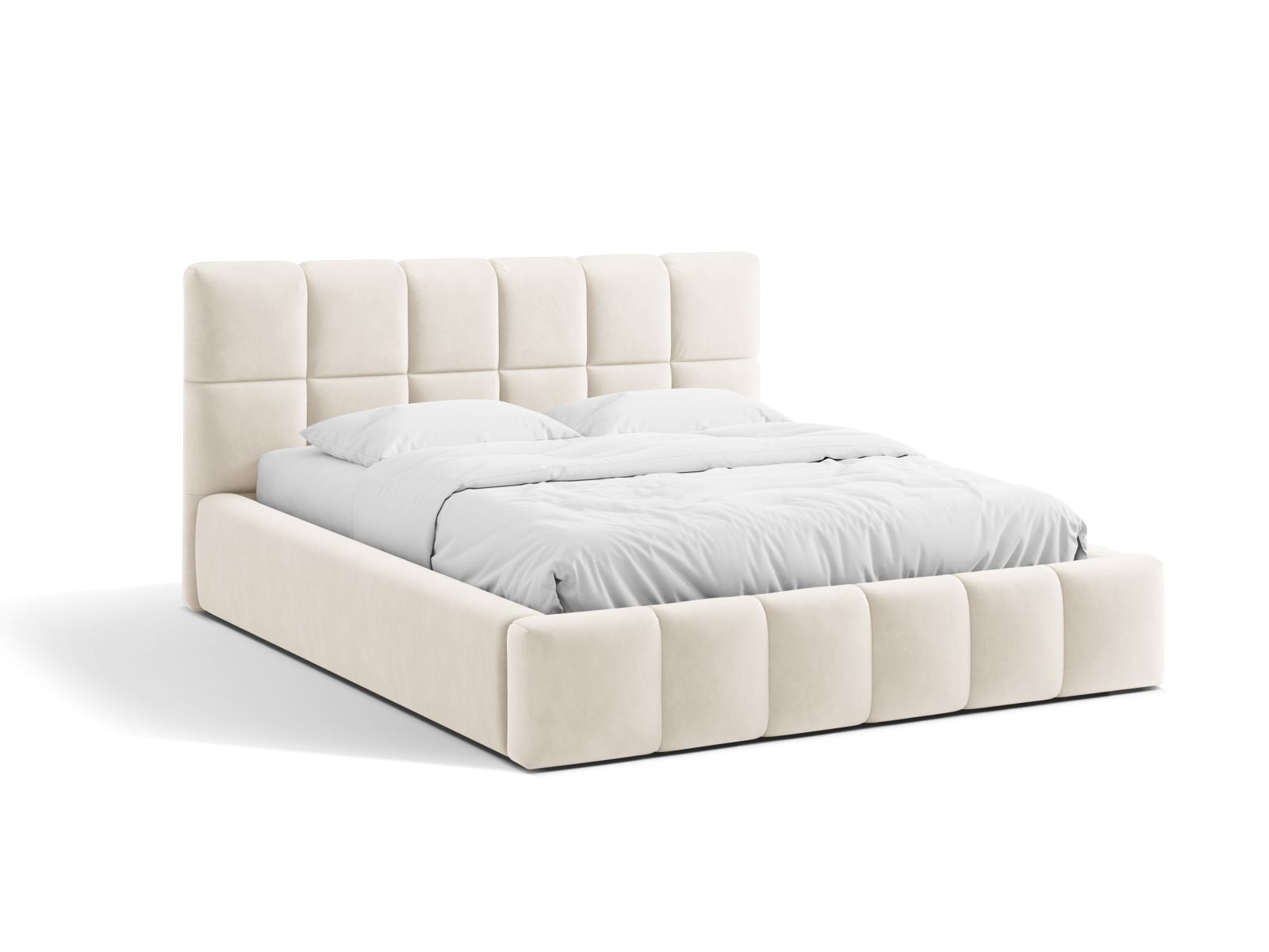 Velvet Storage Bed With Headboard, "Bellis", 160x220x100