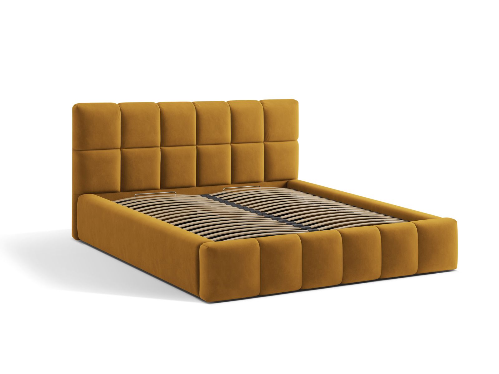 Velvet Storage Bed With Headboard, "Bellis", 160x220x100