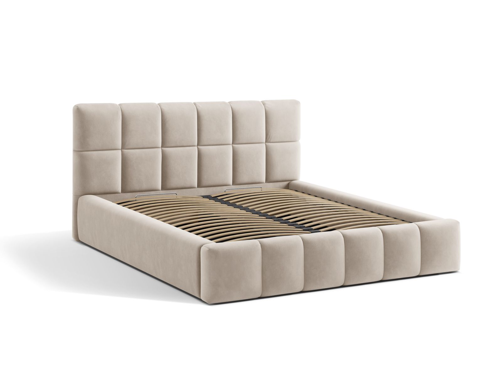 Velvet Storage Bed With Headboard, "Bellis", 160x220x100