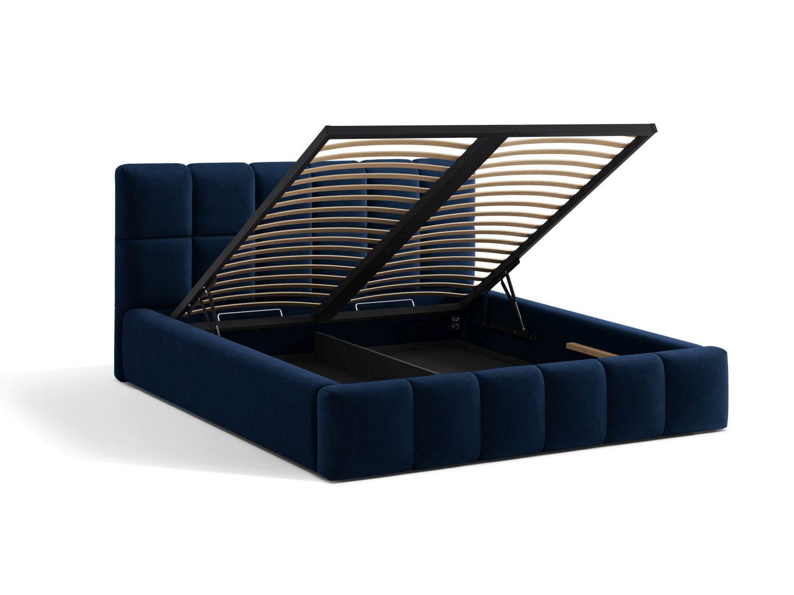 Velvet Storage Bed With Headboard, "Bellis", 160x220x100