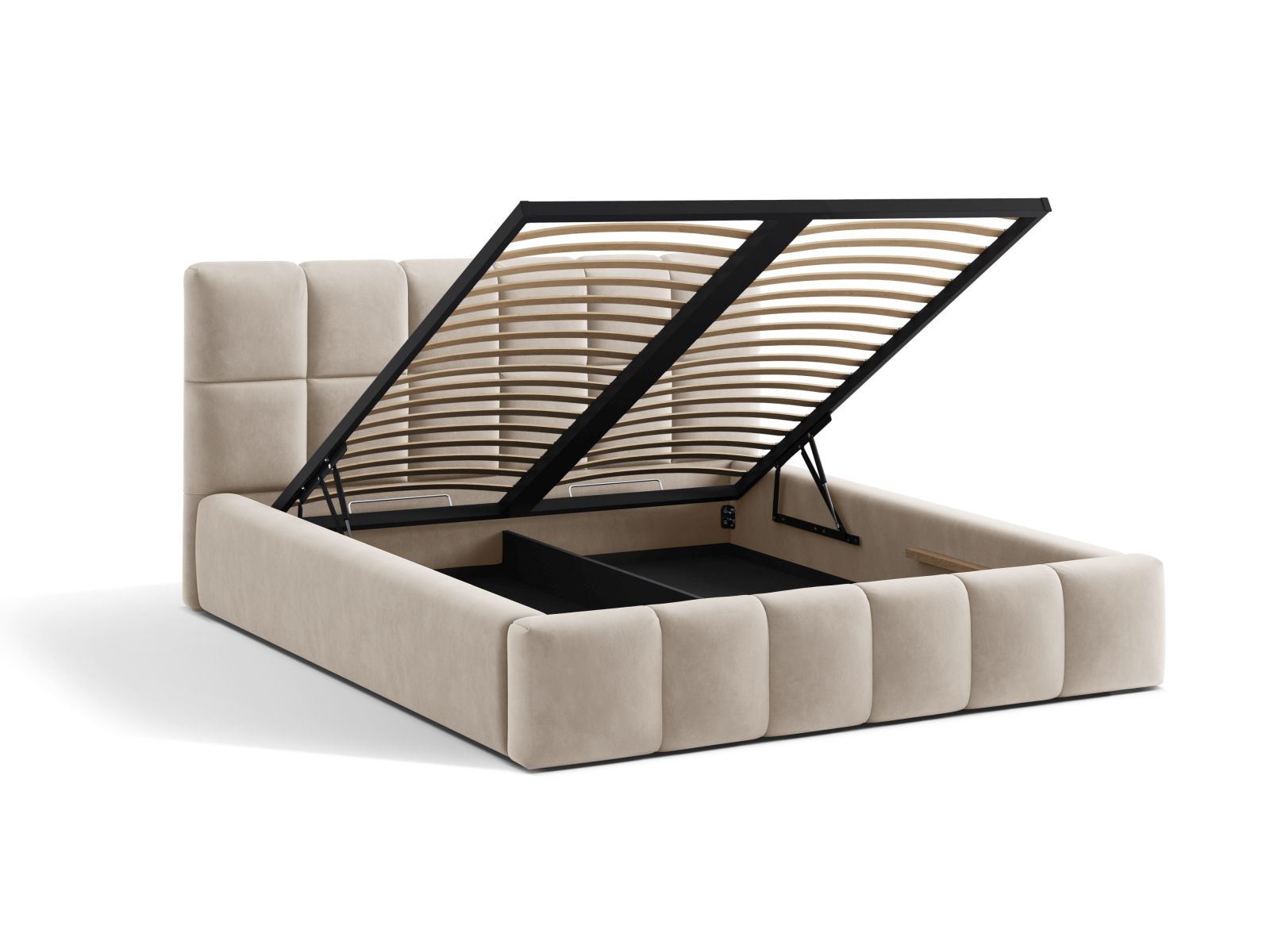 Velvet Storage Bed With Headboard, "Bellis", 160x220x100