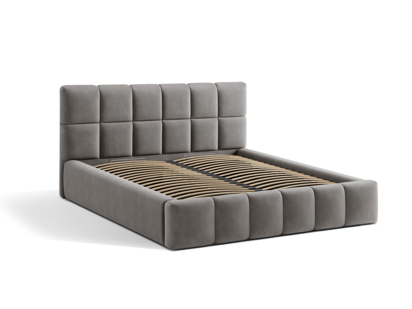 Velvet Storage Bed With Headboard, "Bellis", 160x220x100
