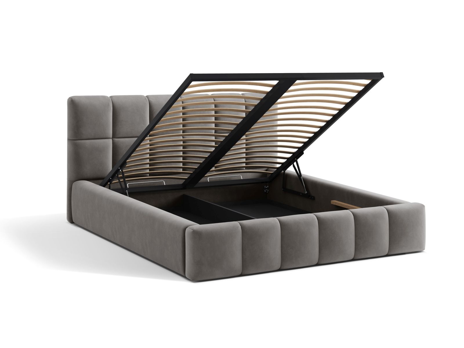 Velvet Storage Bed With Headboard, "Bellis", 160x220x100
