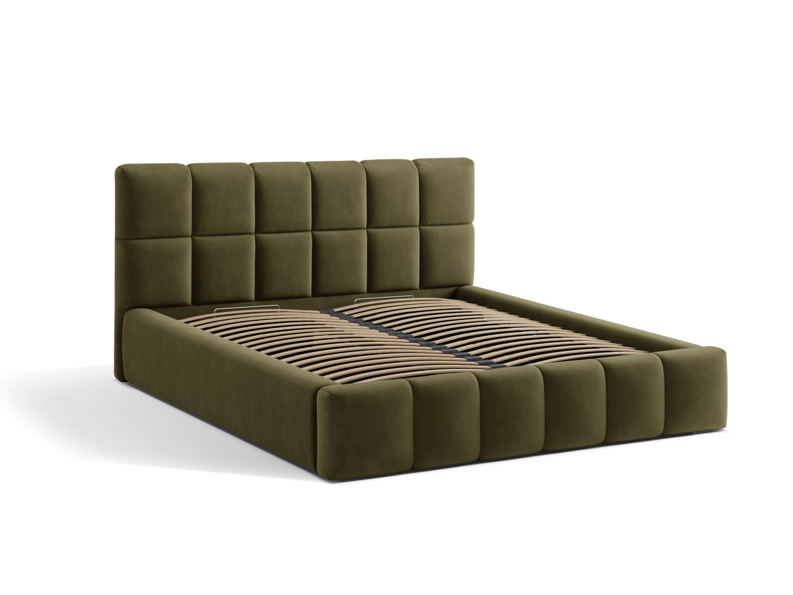 Velvet Storage Bed With Headboard, "Bellis", 160x220x100