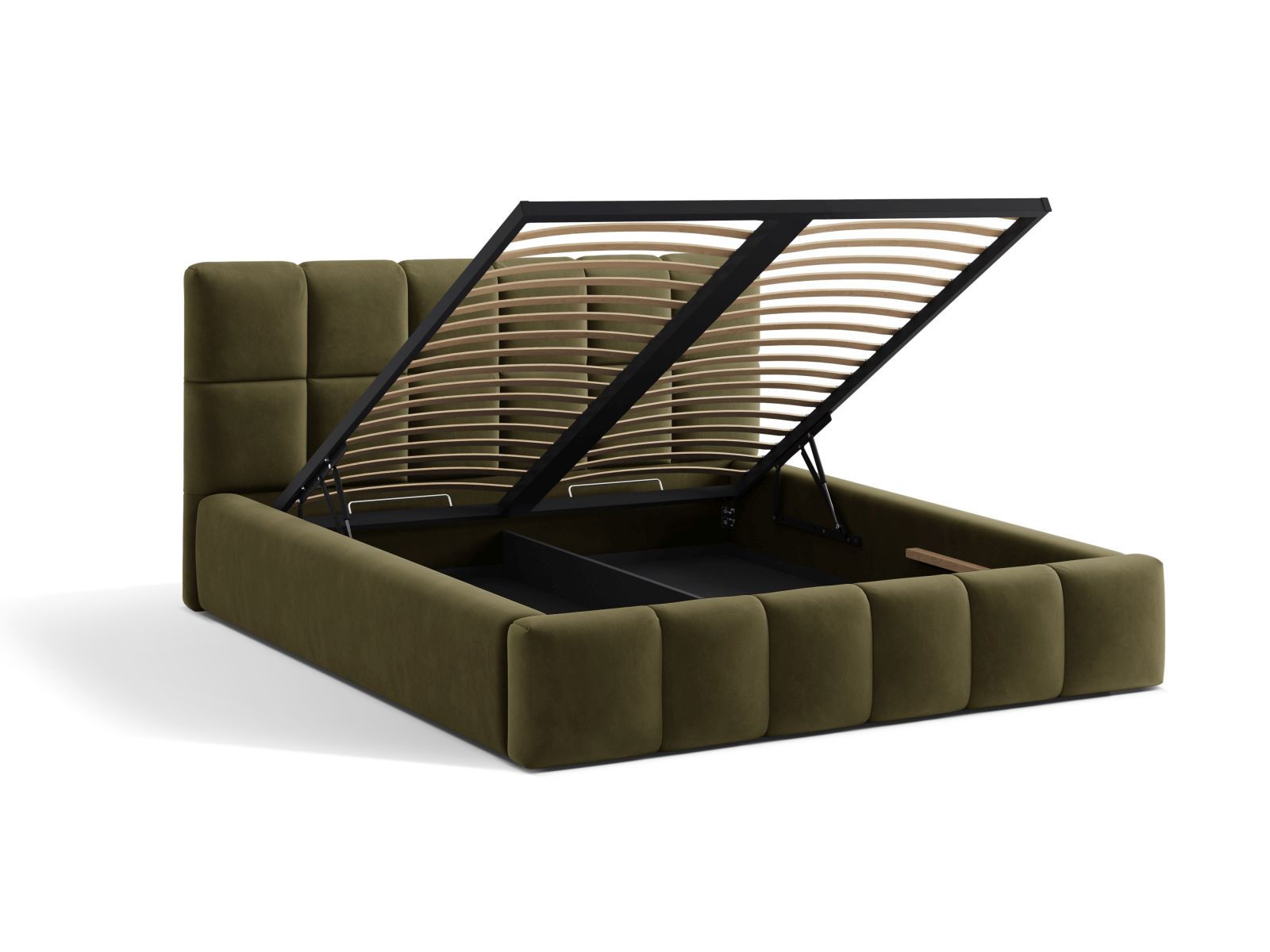 Velvet Storage Bed With Headboard, "Bellis", 160x220x100