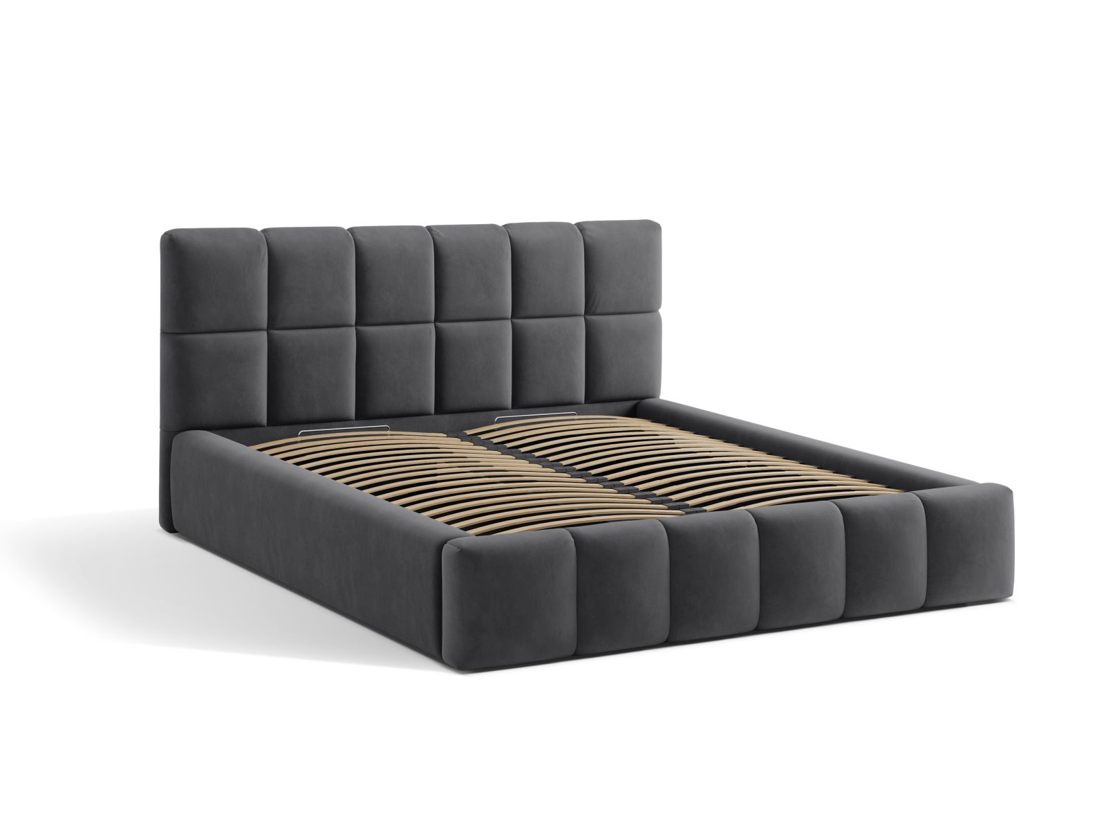 Velvet Storage Bed With Headboard, "Bellis", 160x220x100