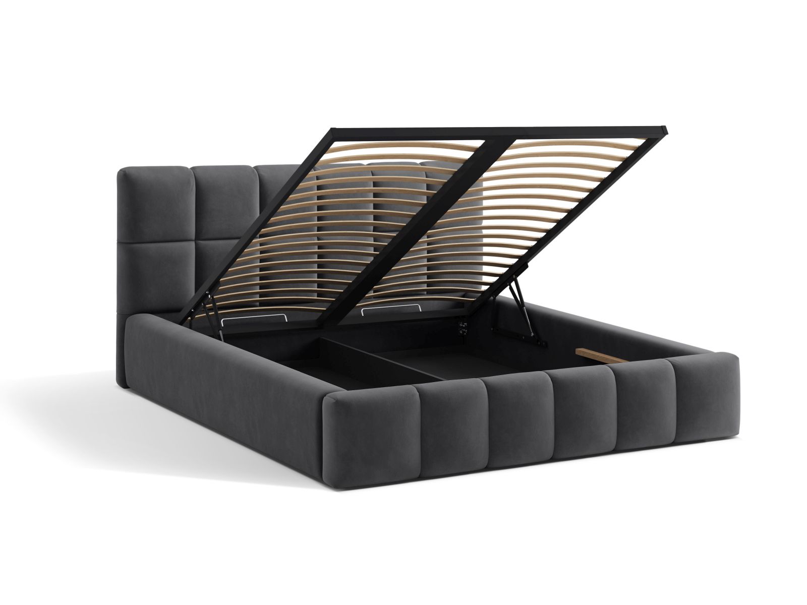 Velvet Storage Bed With Headboard, "Bellis", 160x220x100
