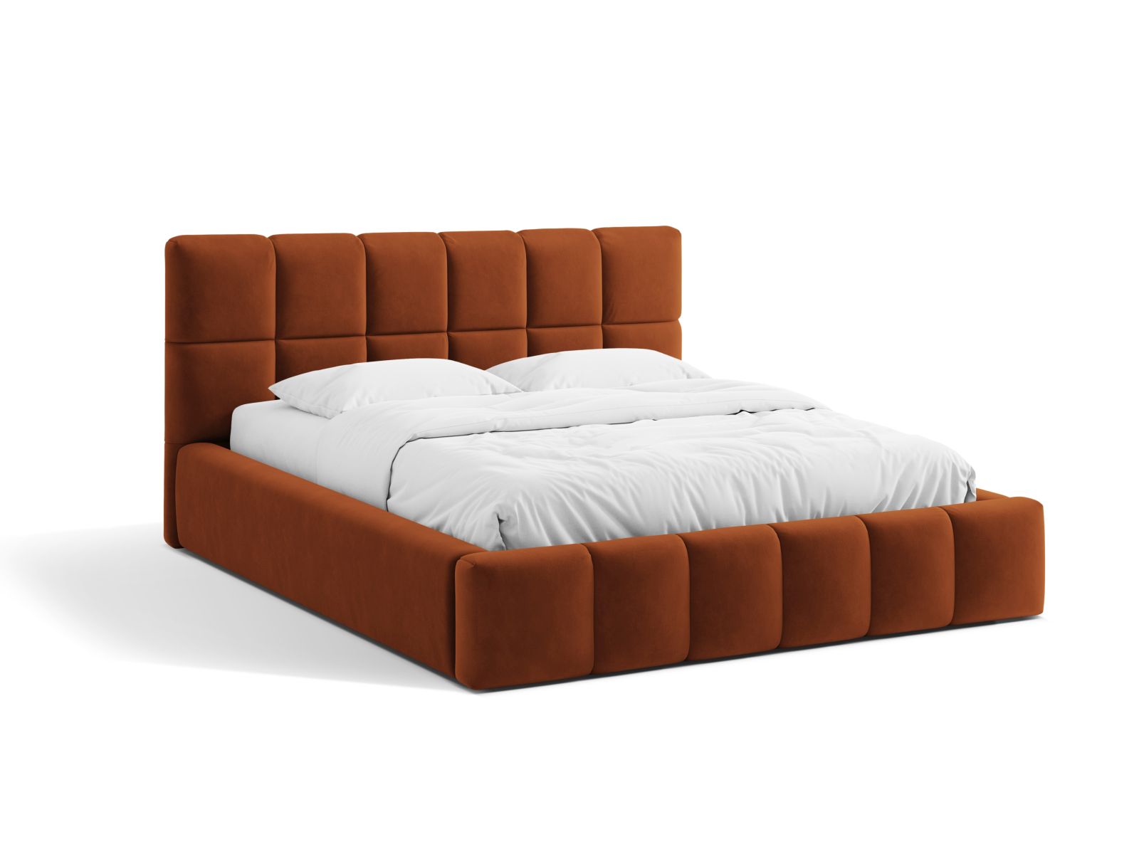 Velvet Storage Bed With Headboard, "Bellis", 160x220x100