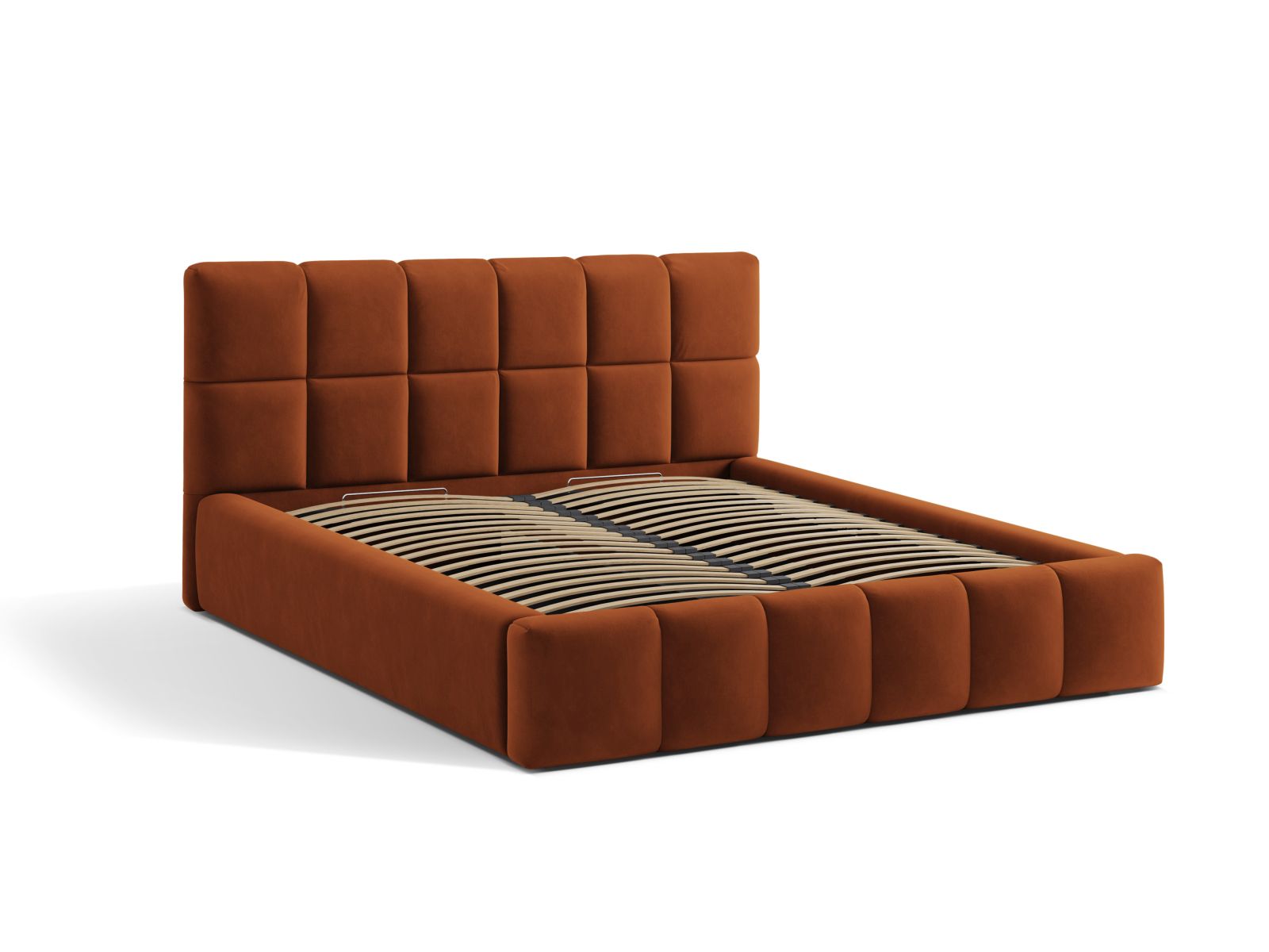 Velvet Storage Bed With Headboard, "Bellis", 160x220x100