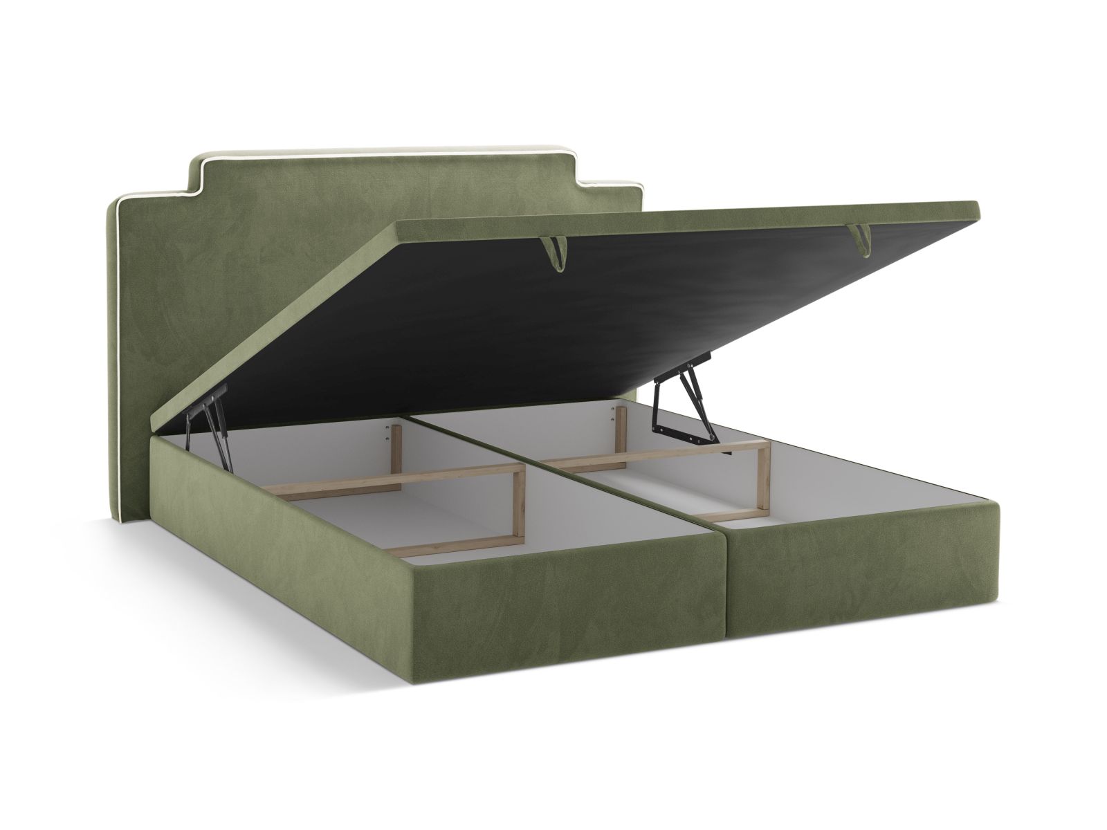 Boxspring Bed Set: Headboard + Box Springs/Mattress + Mattress Topper, "Princess", 160x211x122