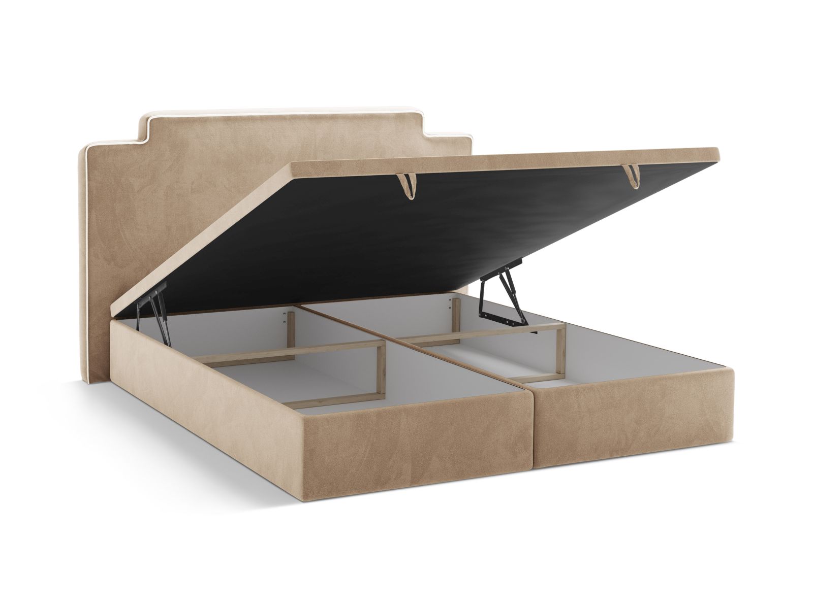 Boxspring Bed Set: Headboard + Box Springs/Mattress + Mattress Topper, "Princess", 180x211x122