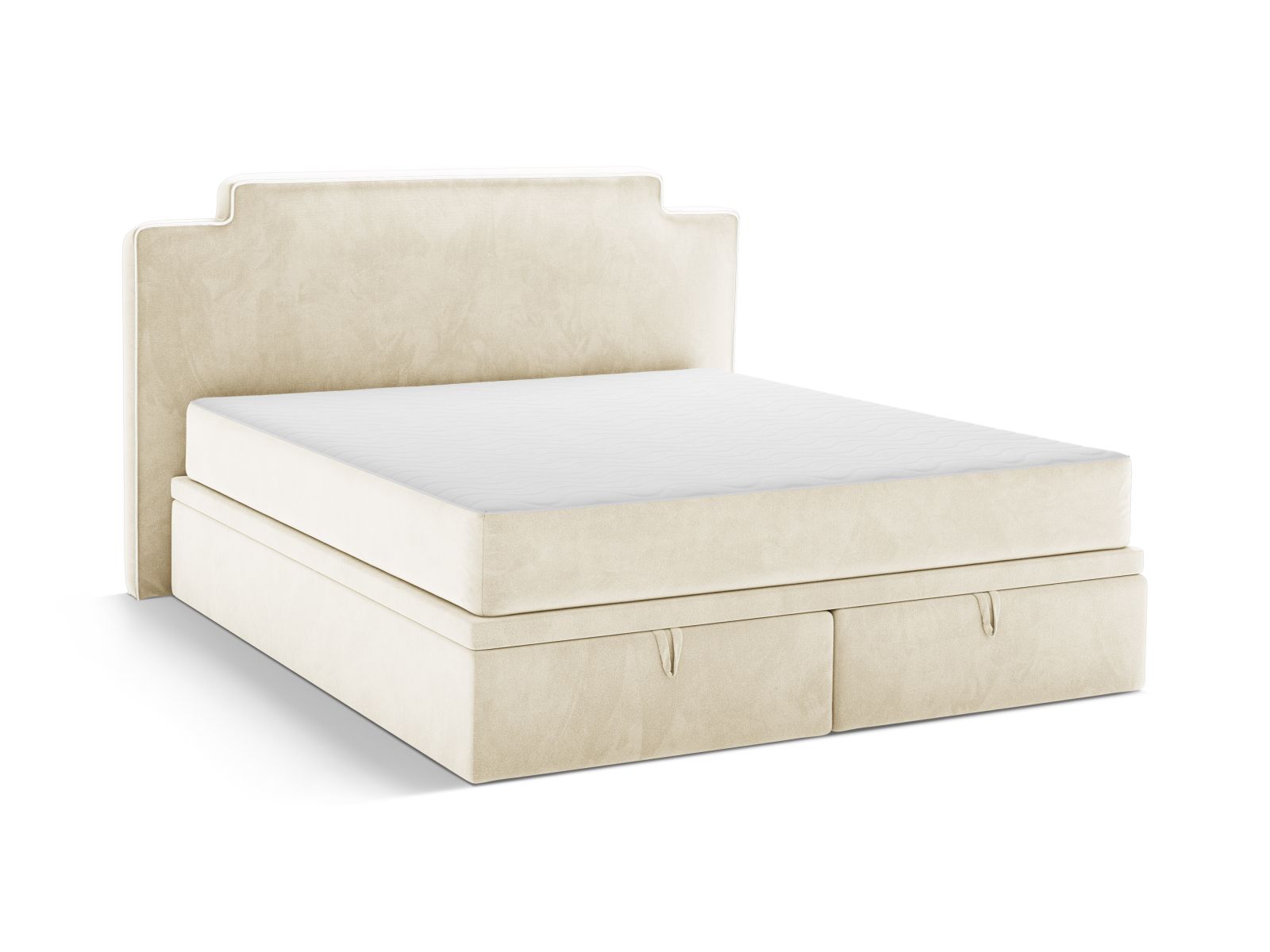Boxspring Bed Set: Headboard + Box Springs/Mattress + Mattress Topper, "Princess", 220x211x122