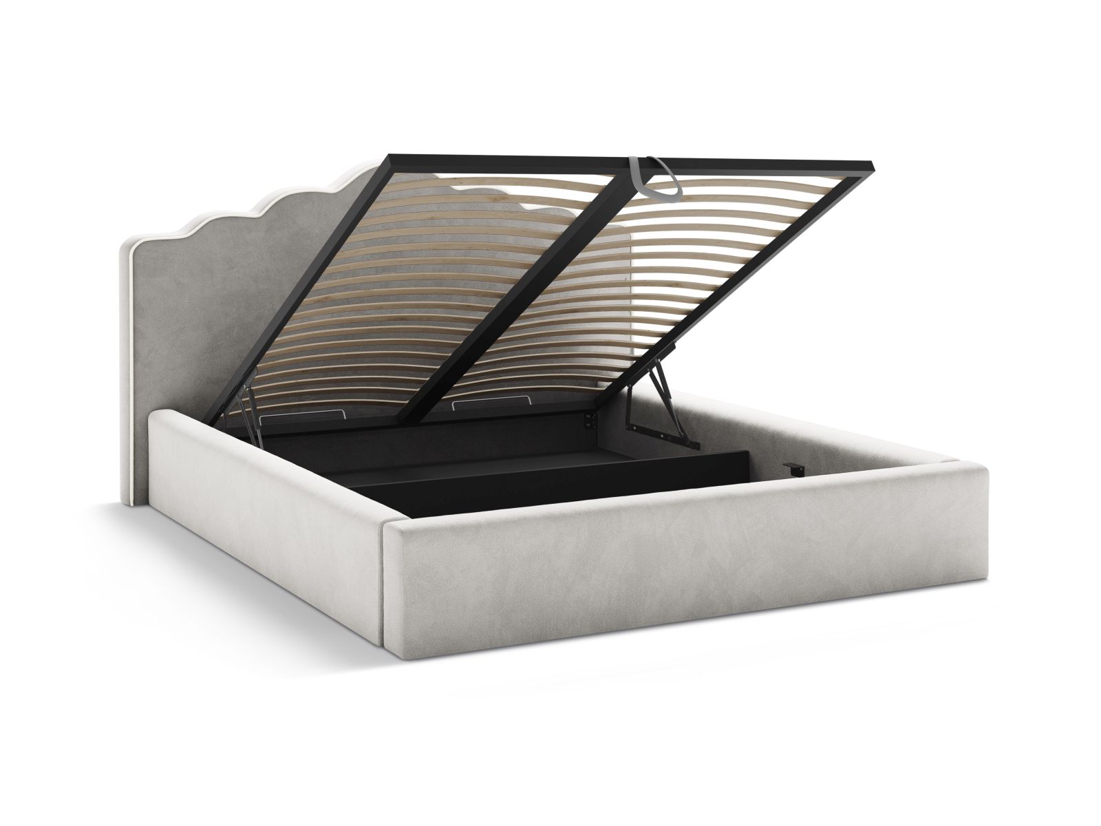 Velvet Storage Bed With Headboard, "Dream", 180x222x122