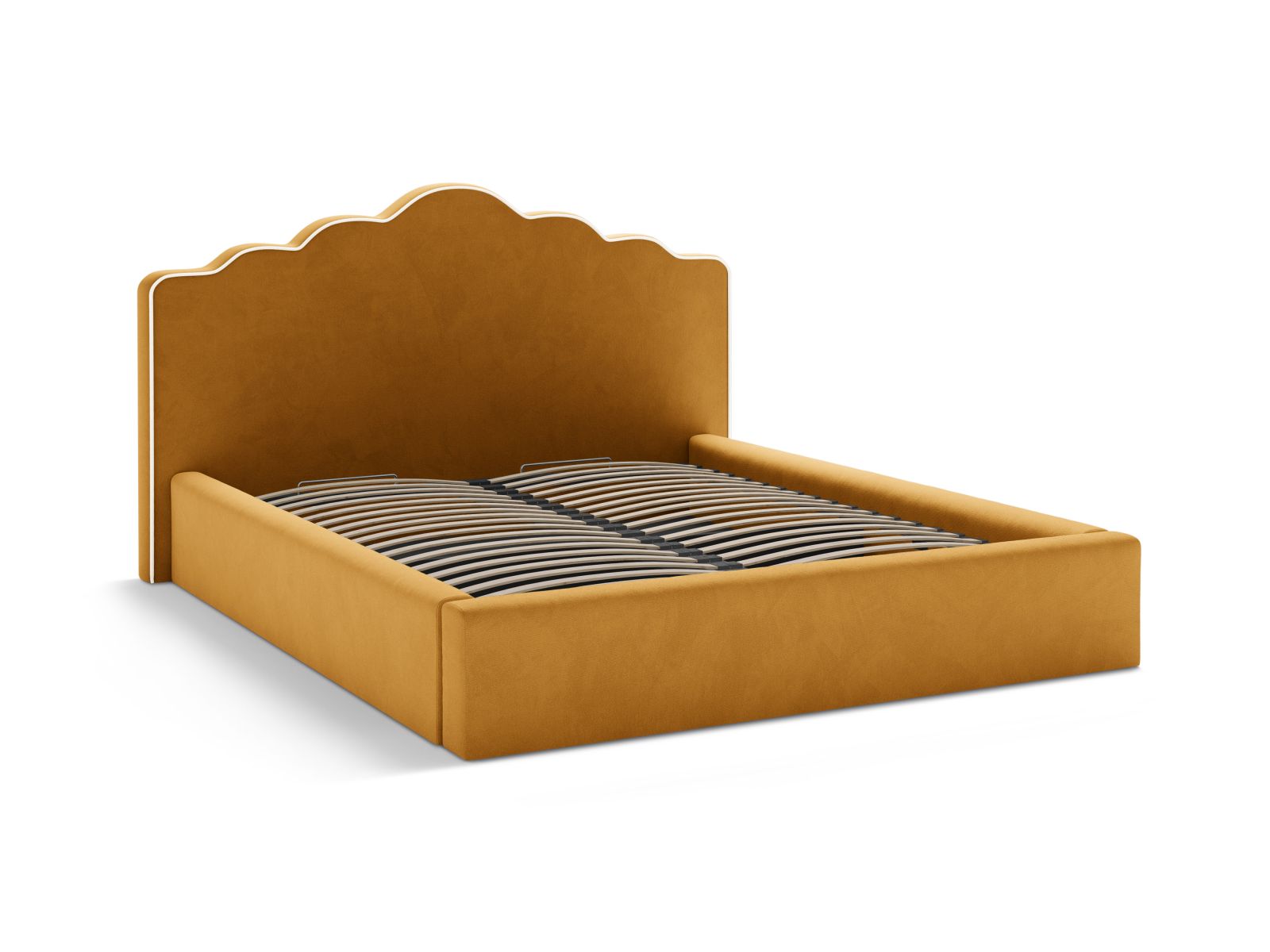 Velvet Storage Bed With Headboard, "Dream", 180x222x122