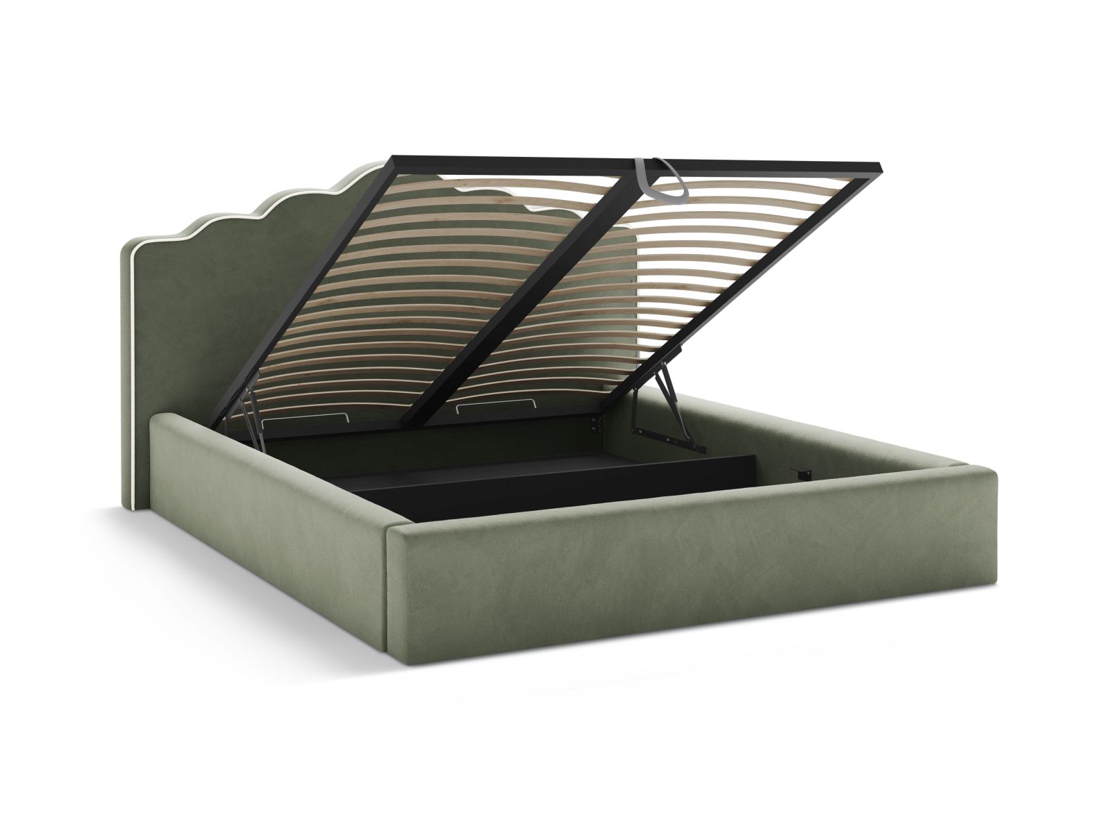 Velvet Storage Bed With Headboard, "Dream", 200x222x122