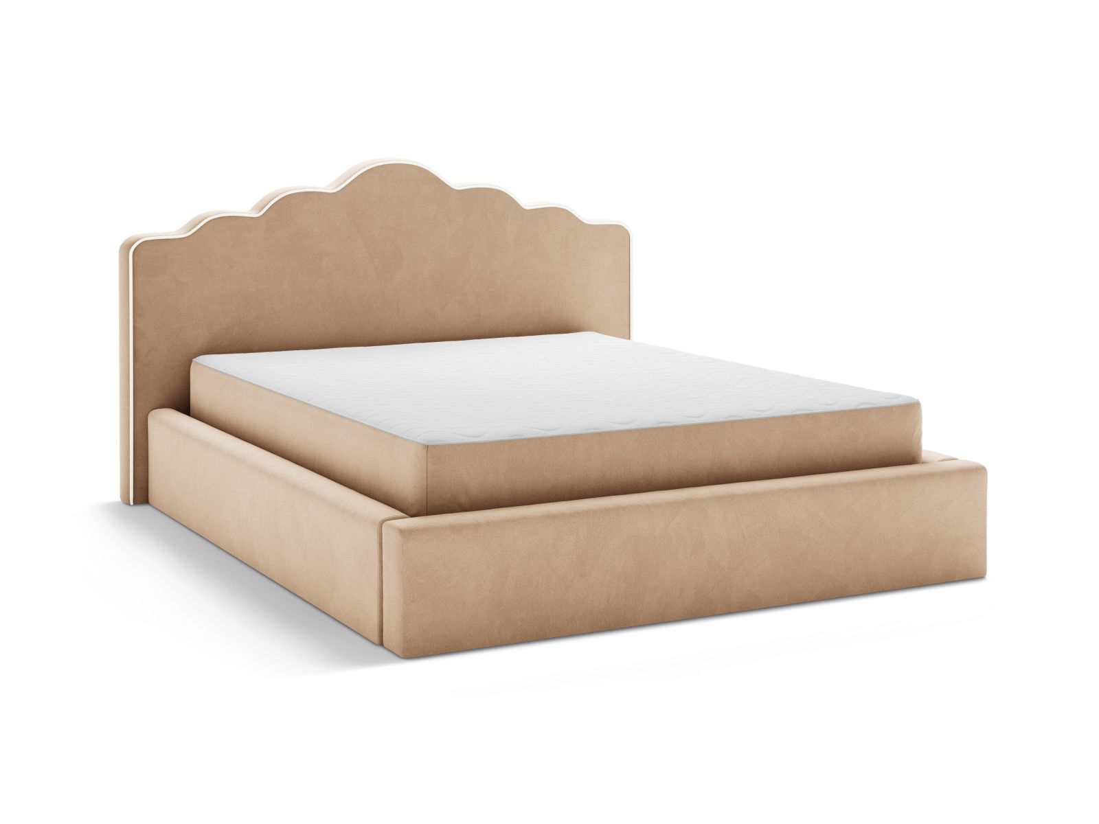 Velvet Storage Bed With Headboard, "Dream", 200x222x122