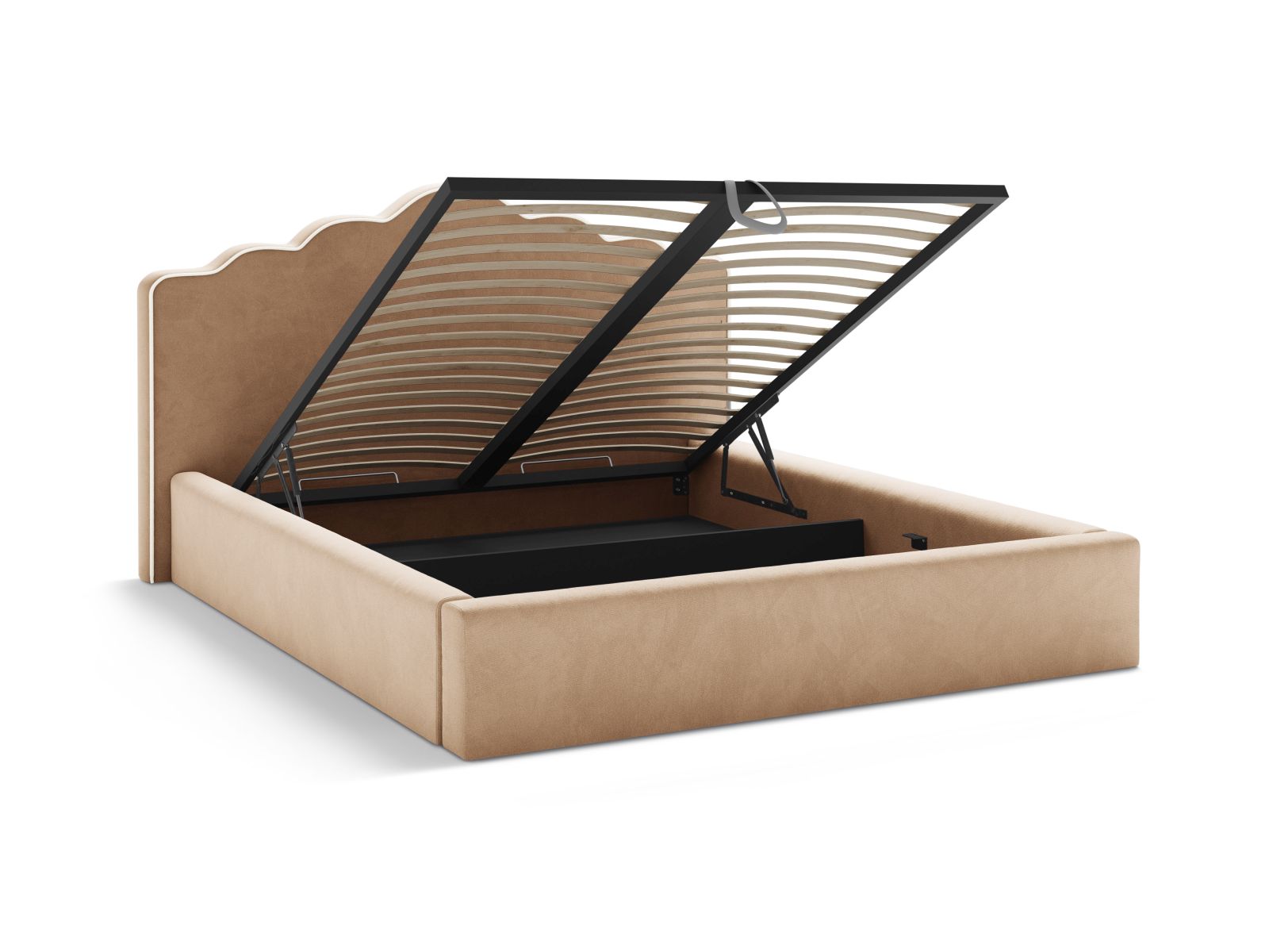 Velvet Storage Bed With Headboard, "Dream", 200x222x122