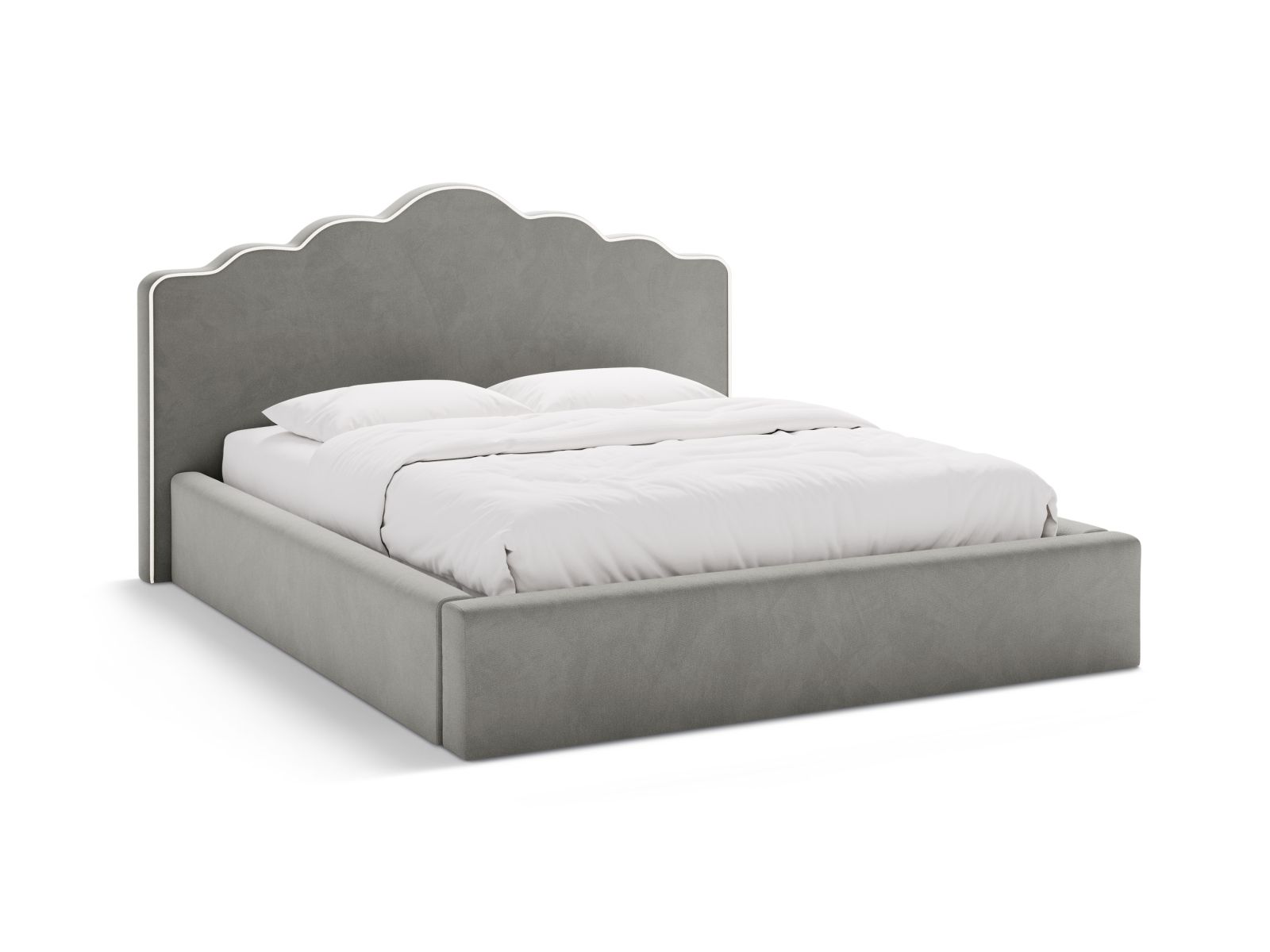 Velvet Storage Bed With Headboard, "Dream", 220x222x122