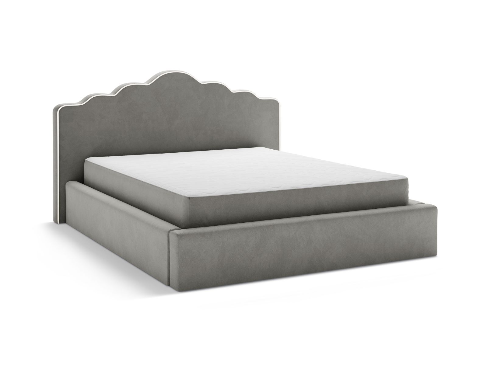 Velvet Storage Bed With Headboard, "Dream", 220x222x122