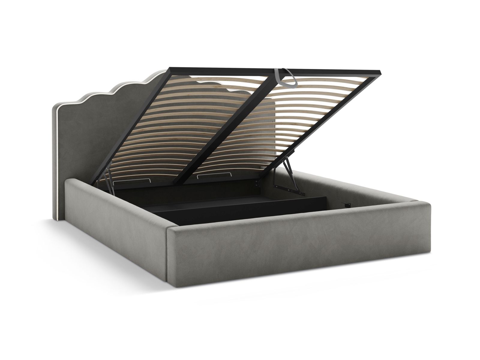 Velvet Storage Bed With Headboard, "Dream", 220x222x122