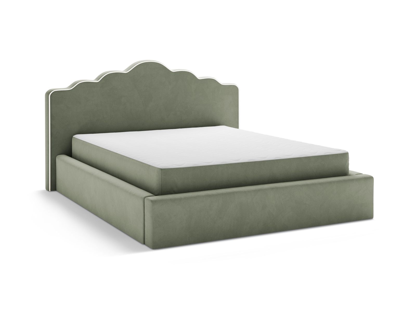 Velvet Storage Bed With Headboard, "Dream", 220x222x122