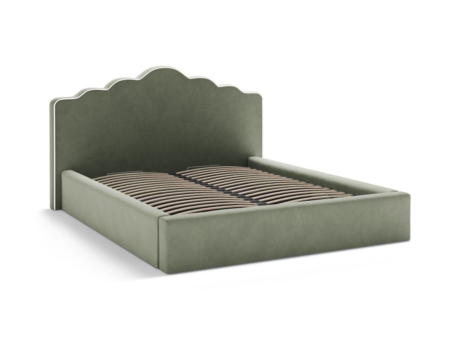Velvet Storage Bed With Headboard, "Dream", 220x222x122