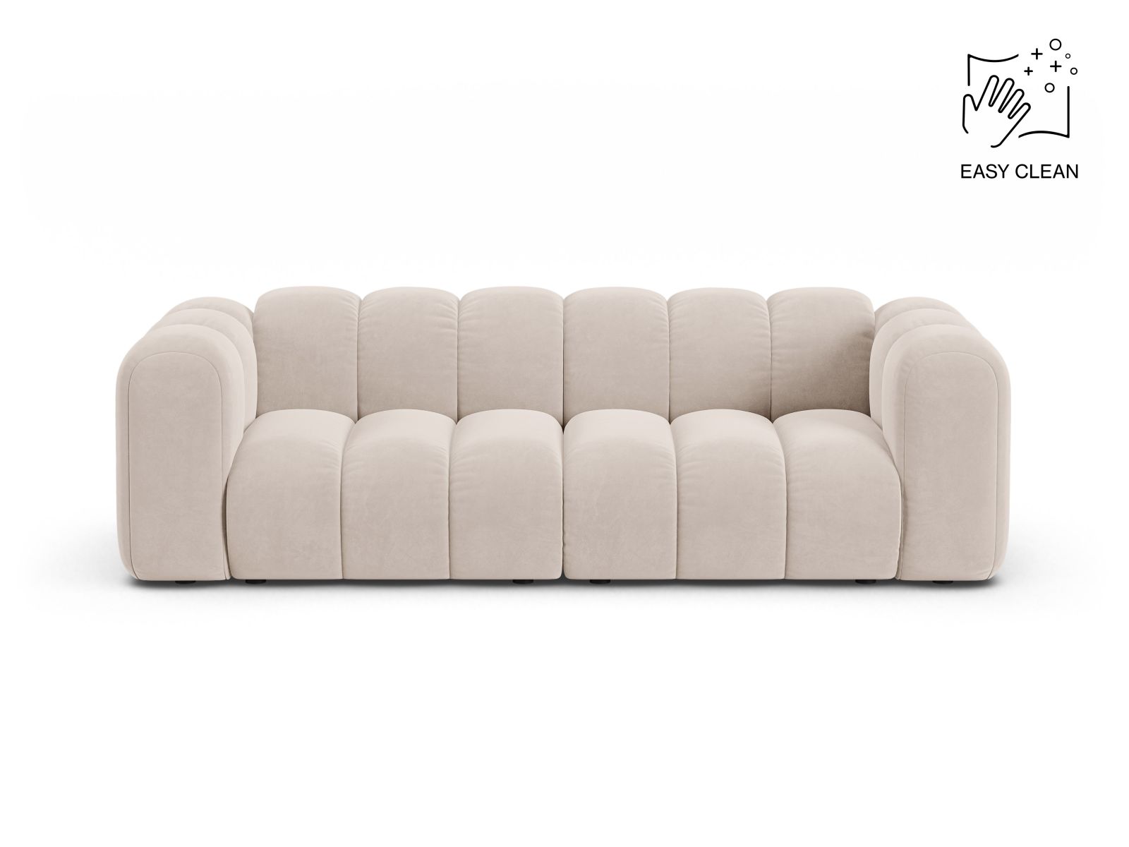 Velvet Modular Sofa, "Lupine", 3 Seats, 230x95x70