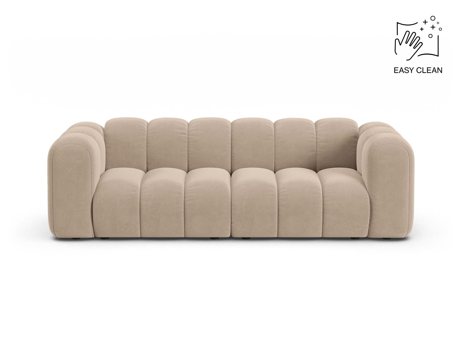 Velvet Modular Sofa, "Lupine", 3 Seats, 230x95x70
