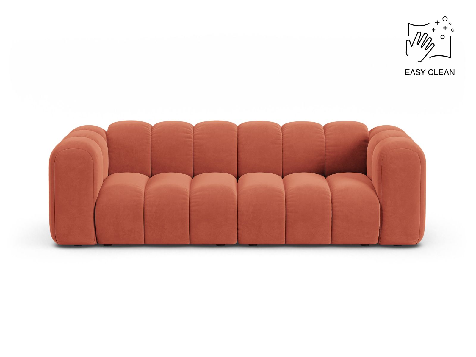 Velvet Modular Sofa, "Lupine", 3 Seats, 230x95x70