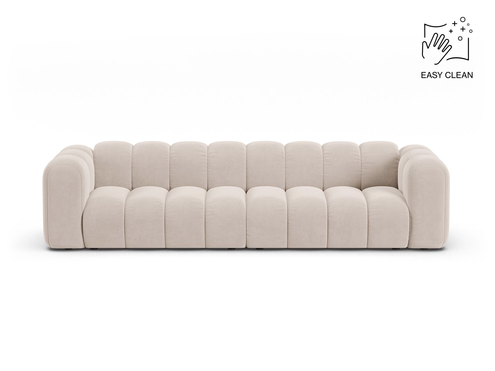 Velvet Modular Sofa, "Lupine", 4 Seats, 290x95x70