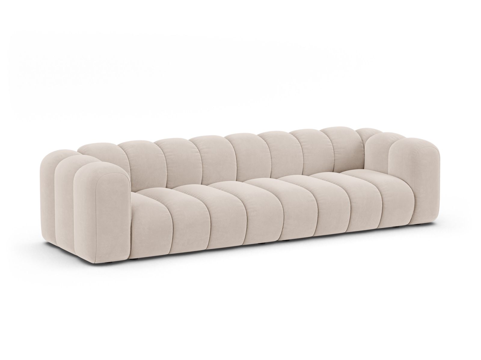 Velvet Modular Sofa, "Lupine", 4 Seats, 290x95x70