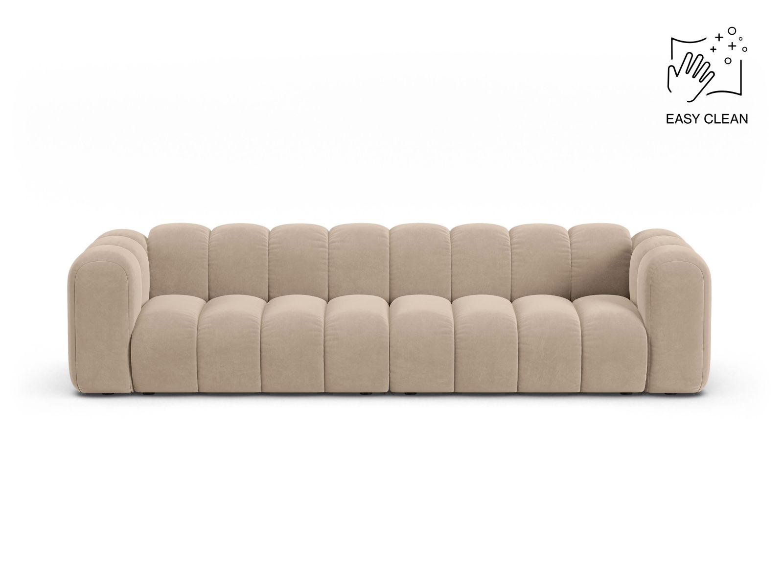 Velvet Modular Sofa, "Lupine", 4 Seats, 290x95x70