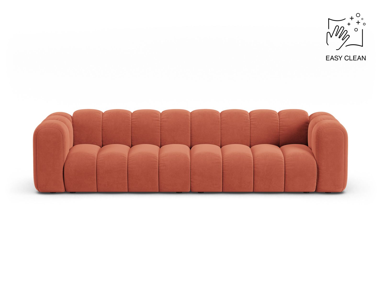 Velvet Modular Sofa, "Lupine", 4 Seats, 290x95x70