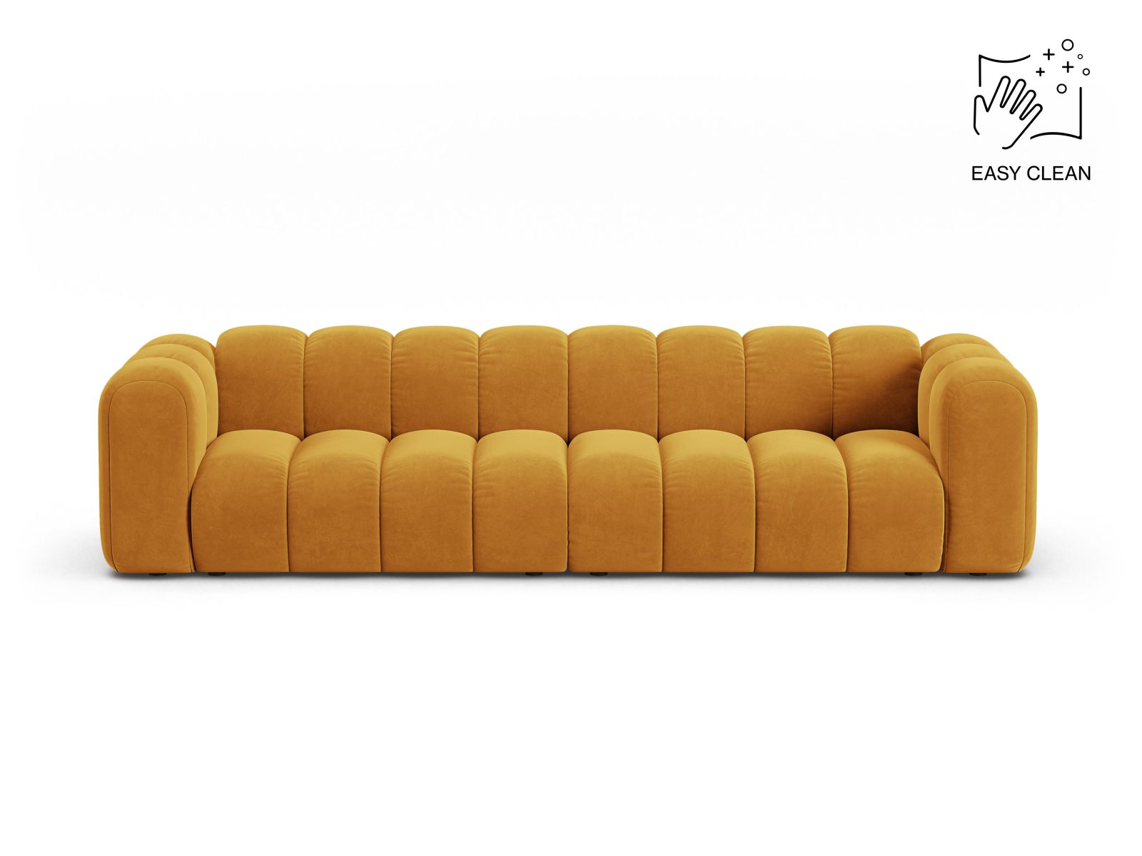 Velvet Modular Sofa, "Lupine", 4 Seats, 290x95x70