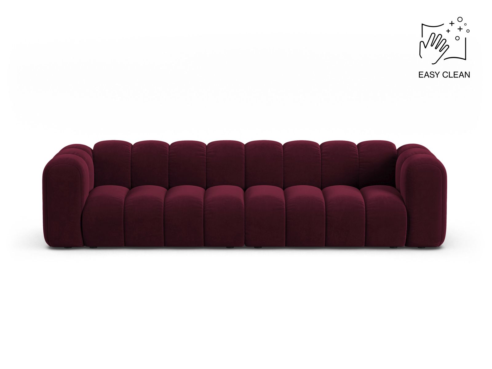 Velvet Modular Sofa, "Lupine", 4 Seats, 290x95x70