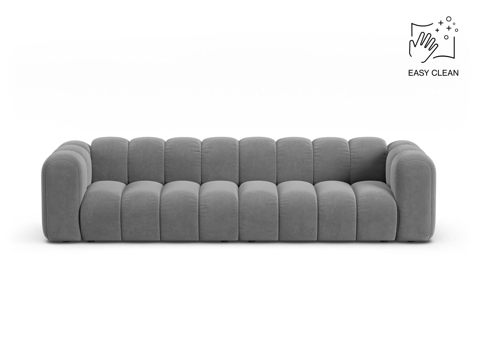 Velvet Modular Sofa, "Lupine", 4 Seats, 290x95x70