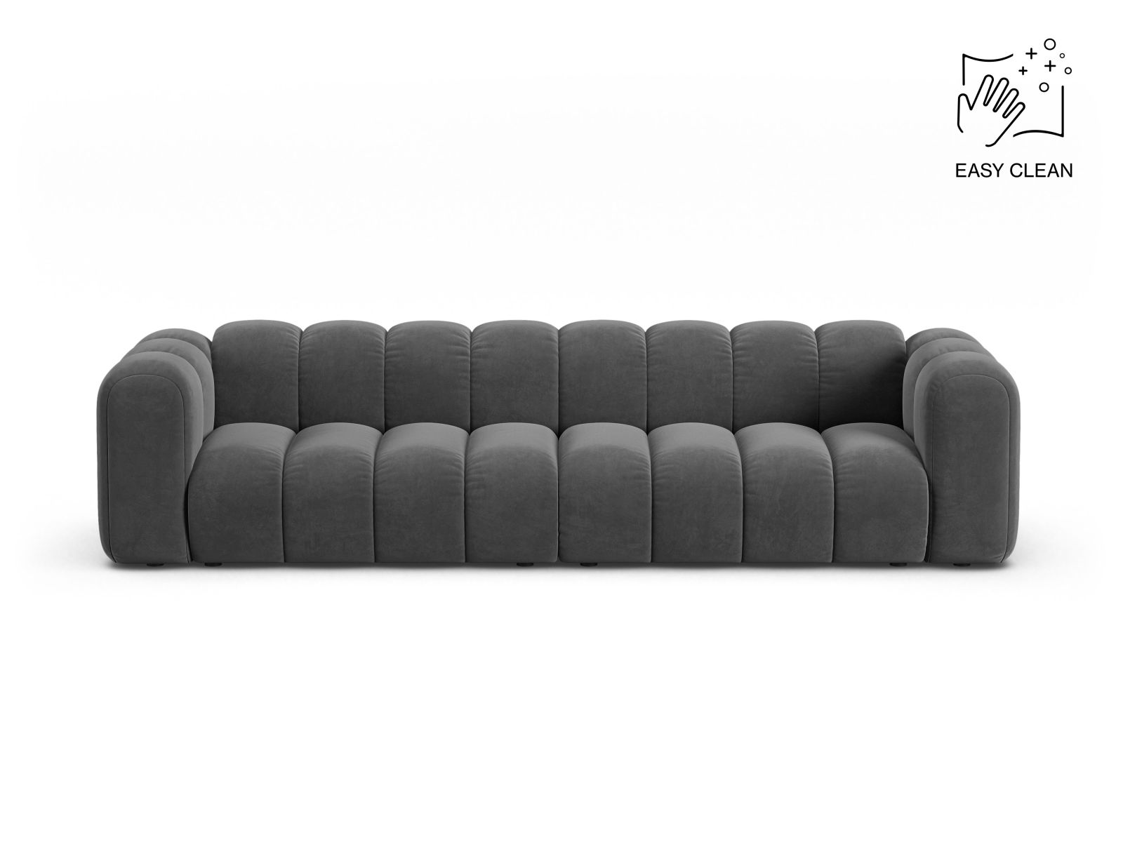 Velvet Modular Sofa, "Lupine", 4 Seats, 290x95x70
