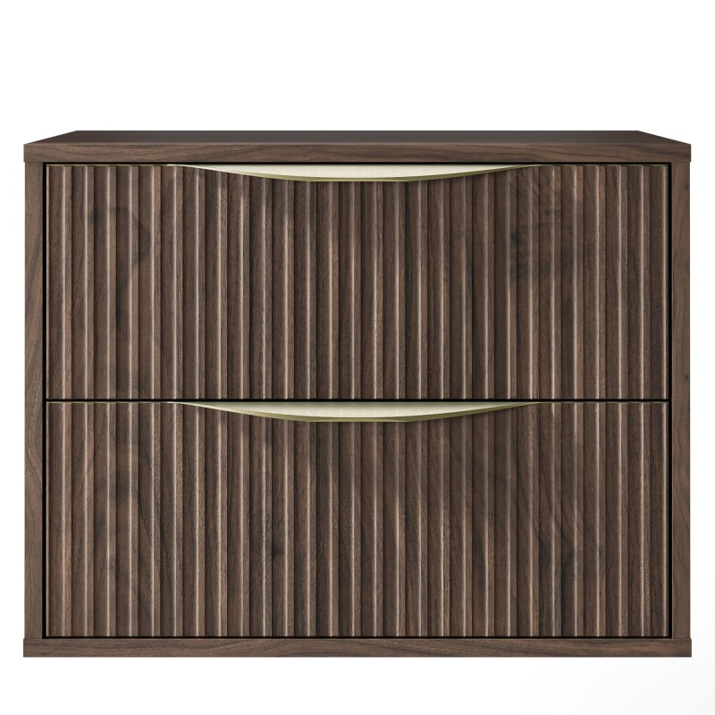 Szafka pod umywalkę nablatową Avila 2.0, 60 cm, ryflowana, złote uchwyty, Orzech Villa