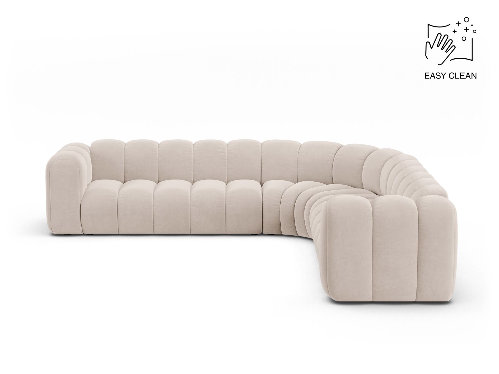 Velvet Symmetrical Modular Corner Sofa, "Lupine", 5 Seats, 309x309x70