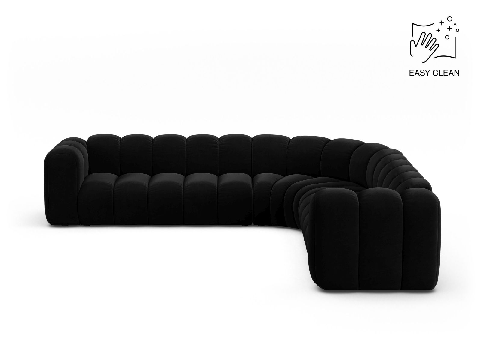 Velvet Symmetrical Modular Corner Sofa, "Lupine", 5 Seats, 309x309x70