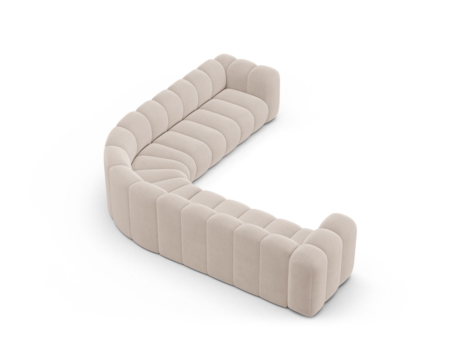 Velvet Symmetrical Modular Corner Sofa, "Lupine", 5 Seats, 309x309x70
