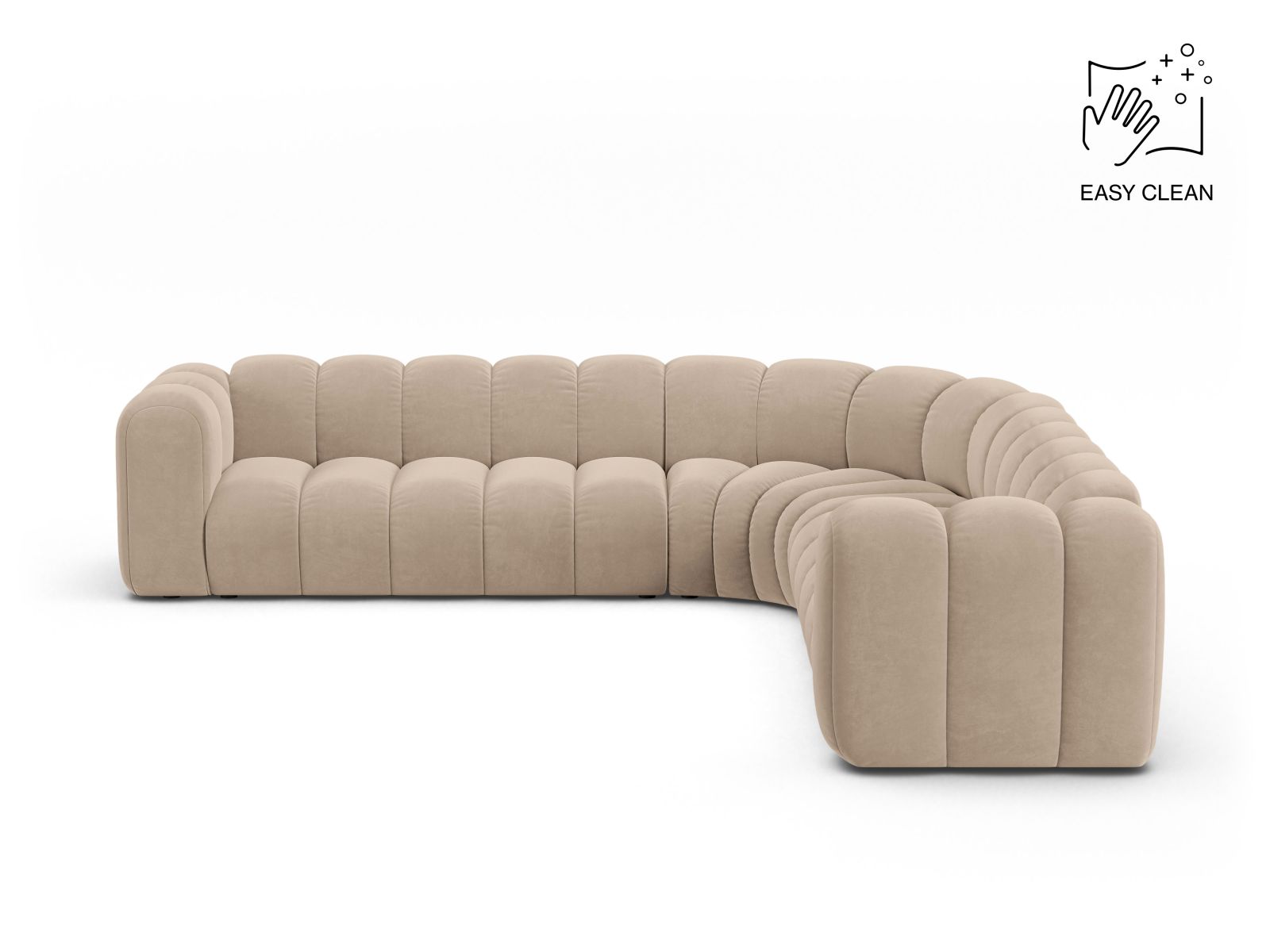 Velvet Symmetrical Modular Corner Sofa, "Lupine", 5 Seats, 309x309x70
