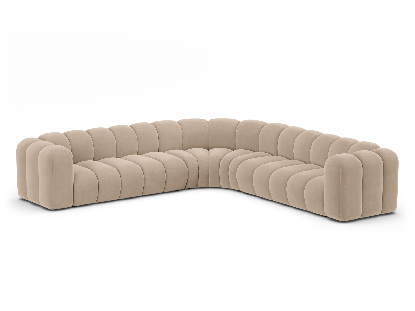 Velvet Symmetrical Modular Corner Sofa, "Lupine", 5 Seats, 309x309x70